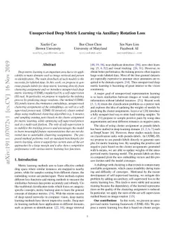 Unsupervised Deep Metric Learning via Auxiliary Rotation Loss