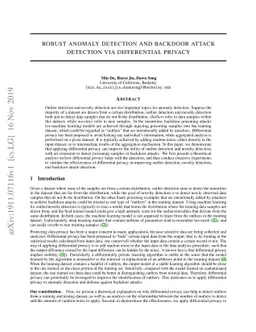 Robust Anomaly Detection and Backdoor Attack Detection Via Differential
  Privacy