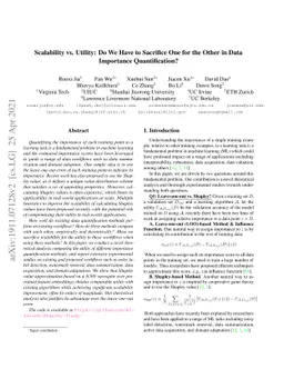 Scalability vs. Utility: Do We Have to Sacrifice One for the Other in
  Data Importance Quantification?