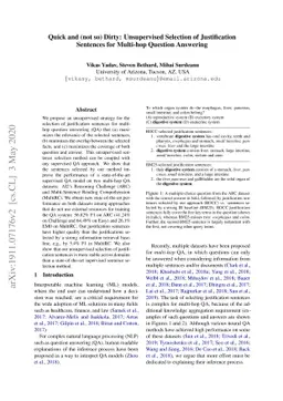 Quick and (not so) Dirty: Unsupervised Selection of Justification
  Sentences for Multi-hop Question Answering