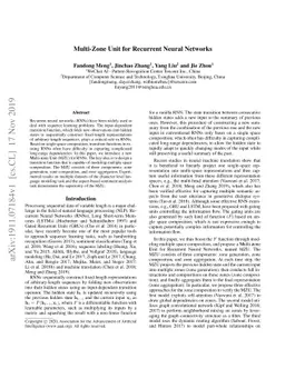 Multi-Zone Unit for Recurrent Neural Networks