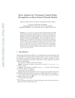 Error Analysis for Vietnamese Named Entity Recognition on Deep Neural
  Network Models