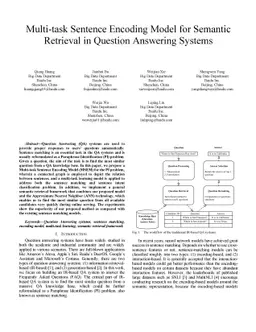 Multi-task Sentence Encoding Model for Semantic Retrieval in Question
  Answering Systems