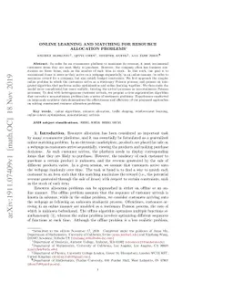 Online Learning and Matching for Resource Allocation Problems