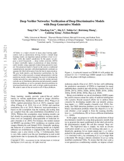 Deep Verifier Networks: Verification of Deep Discriminative Models with
  Deep Generative Models