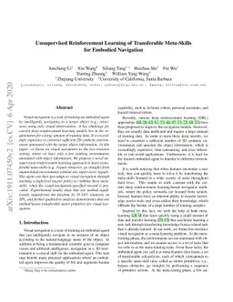 Unsupervised Reinforcement Learning of Transferable Meta-Skills for
  Embodied Navigation
