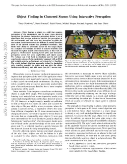 Object Finding in Cluttered Scenes Using Interactive Perception