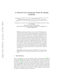 A Subword Level Language Model for Bangla Language