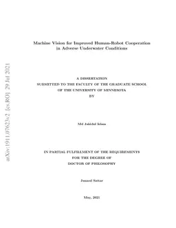 Machine Vision for Improved Human-Robot Cooperation in Adverse
  Underwater Conditions