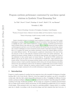 Program synthesis performance constrained by non-linear spatial
  relations in Synthetic Visual Reasoning Test