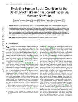 Exploiting Human Social Cognition for the Detection of Fake and
  Fraudulent Faces via Memory Networks