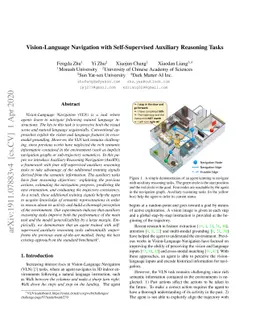Vision-Language Navigation with Self-Supervised Auxiliary Reasoning
  Tasks