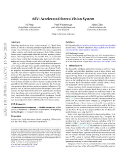 ASV: Accelerated Stereo Vision System