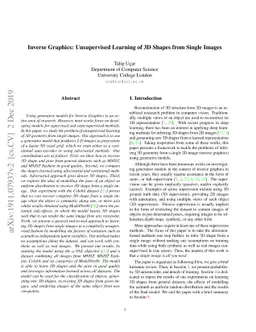Inverse Graphics: Unsupervised Learning of 3D Shapes from Single Images