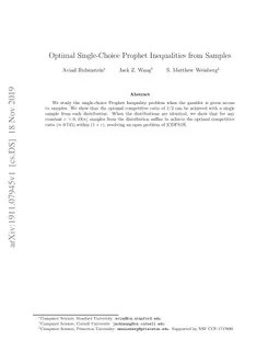 Optimal Single-Choice Prophet Inequalities from Samples