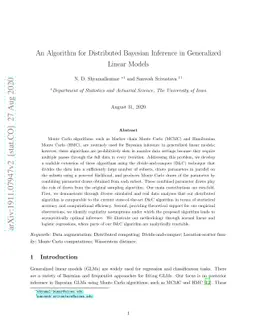 An Algorithm for Distributed Bayesian Inference in Generalized Linear
  Models