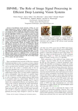ISP4ML: Understanding the Role of Image Signal Processing in Efficient
  Deep Learning Vision Systems