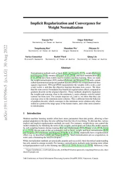 Implicit Regularization and Convergence for Weight Normalization