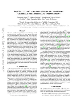 Sequential Multi-Frame Neural Beamforming for Speech Separation and
  Enhancement