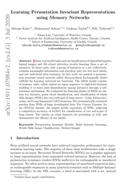Learning Permutation Invariant Representations using Memory Networks