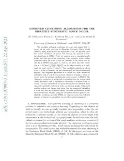 Improved clustering algorithms for the Bipartite Stochastic Block Model