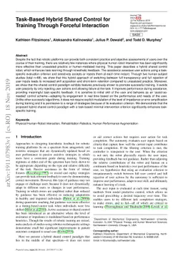 Task-Based Hybrid Shared Control for Training Through Forceful
  Interaction