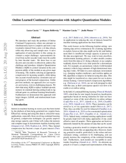Online Learned Continual Compression with Adaptive Quantization Modules