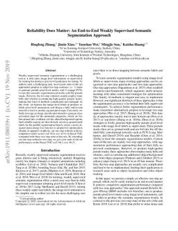 Reliability Does Matter: An End-to-End Weakly Supervised Semantic
  Segmentation Approach