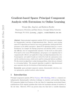 Gradient-based Sparse Principal Component Analysis with Extensions to
  Online Learning