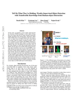 Tell Me What They're Holding: Weakly-supervised Object Detection with
  Transferable Knowledge from Human-object Interaction