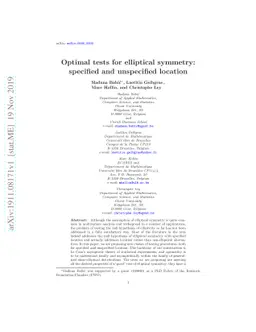 Optimal tests for elliptical symmetry: specified and unspecified
  location