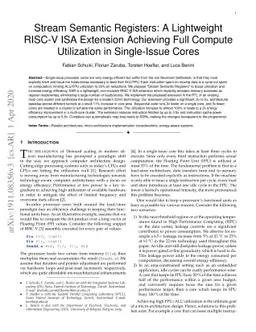 Stream Semantic Registers: A Lightweight RISC-V ISA Extension Achieving
  Full Compute Utilization in Single-Issue Cores
