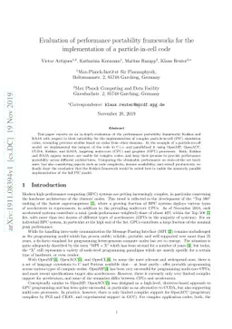 Evaluation of performance portability frameworks for the implementation
  of a particle-in-cell code