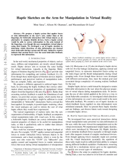 Haptic Sketches on the Arm for Manipulation in Virtual Reality