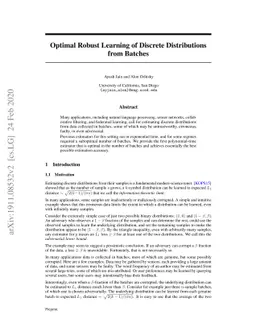 Optimal Robust Learning of Discrete Distributions from Batches