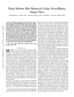 Deep Motion Blur Removal Using Noisy/Blurry Image Pairs