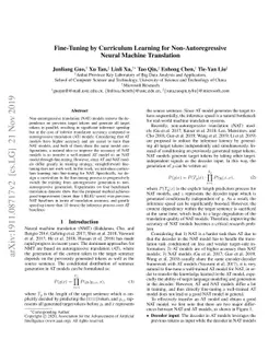 Fine-Tuning by Curriculum Learning for Non-Autoregressive Neural Machine
  Translation
