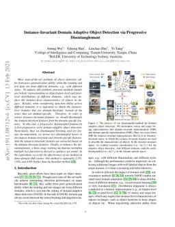 Instance-Invariant Domain Adaptive Object Detection via Progressive
  Disentanglement