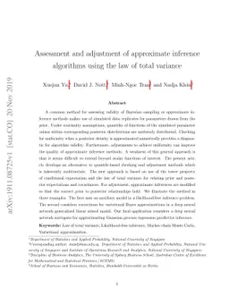 Assessment and adjustment of approximate inference algorithms using the
  law of total variance