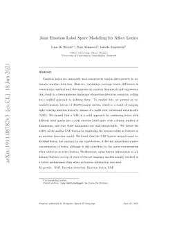 Joint Emotion Label Space Modelling for Affect Lexica