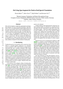 On Using SpecAugment for End-to-End Speech Translation