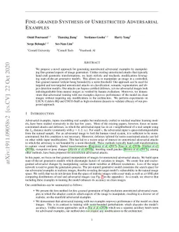 Fine-grained Synthesis of Unrestricted Adversarial Examples