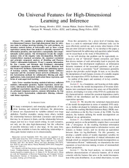 On Universal Features for High-Dimensional Learning and Inference
