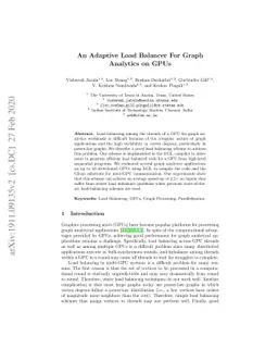 An Adaptive Load Balancer For Graph Analytical Applications on GPUs