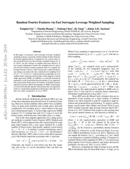 Random Fourier Features via Fast Surrogate Leverage Weighted Sampling