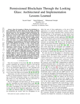 Permissioned Blockchain Through the Looking Glass: Architectural and
  Implementation Lessons Learned