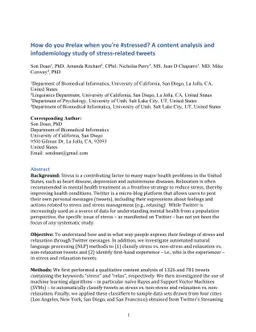 How Do You #relax When You're #stressed? A Content Analysis and
  Infodemiology Study of Stress-Related Tweets