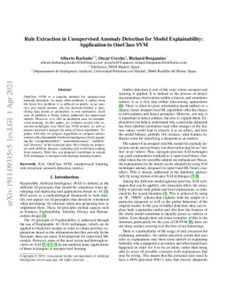 Rule Extraction in Unsupervised Anomaly Detection for Model
  Explainability: Application to OneClass SVM