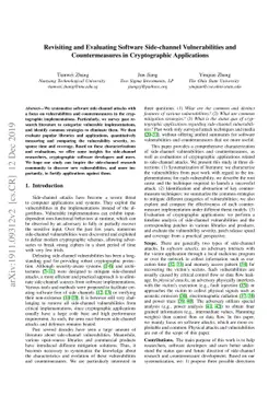 Revisiting and Evaluating Software Side-channel Vulnerabilities and
  Countermeasures in Cryptographic Applications