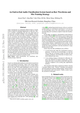 An End-to-End Audio Classification System based on Raw Waveforms and
  Mix-Training Strategy
